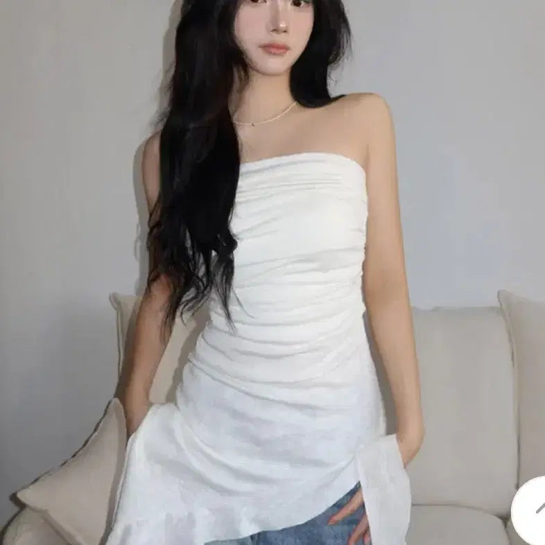 [BUNJANG] Modimood Unbalanced Ruffle Top Dress / 모디무드 언발 러플 탑 원피스