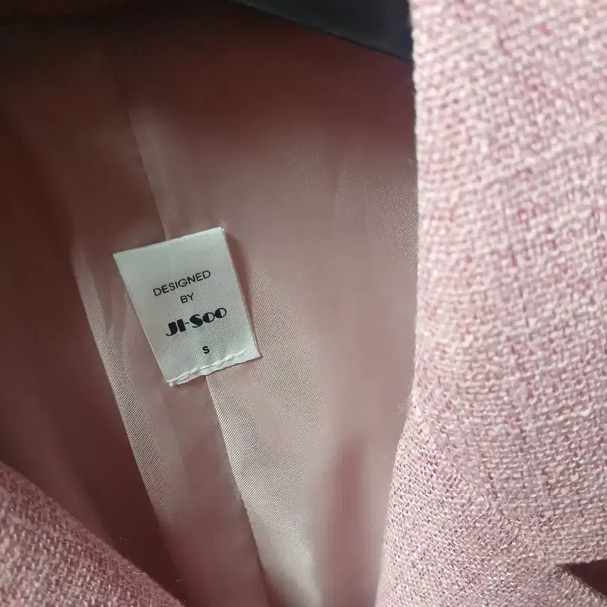 [BUNJANG] Pink Tweed Flare Dress / 핑크 트위드 더블 버튼 플레어 원피스