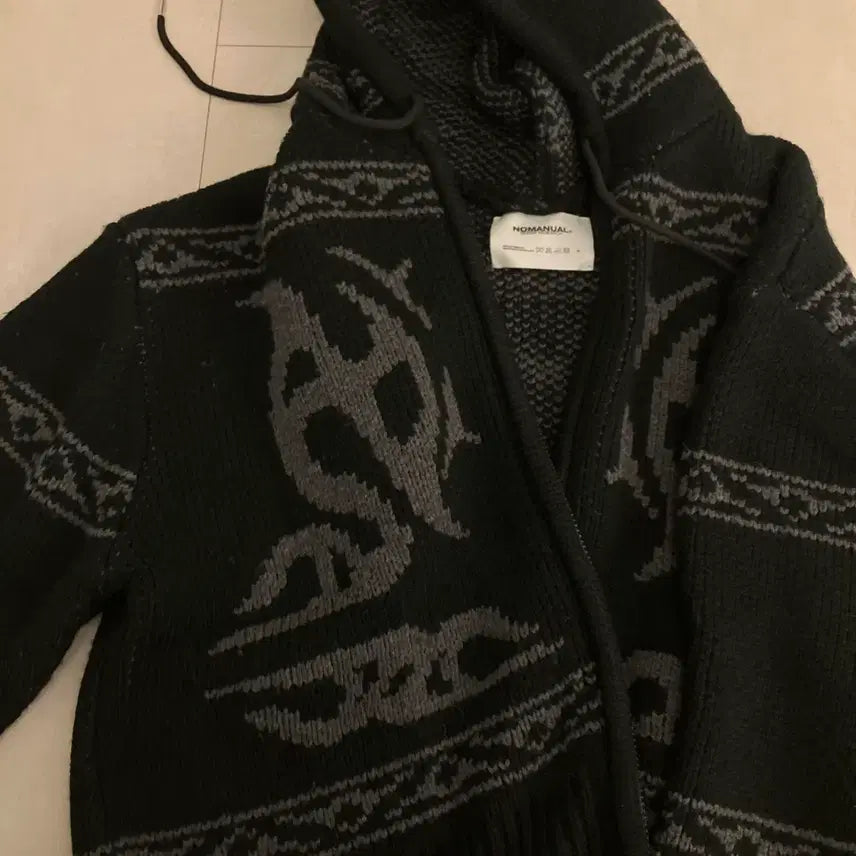 [BUNJANG] No.Manual Hooded Knit Cardigan Black M / 노매뉴얼 후드 니트 가디건 블랙 M