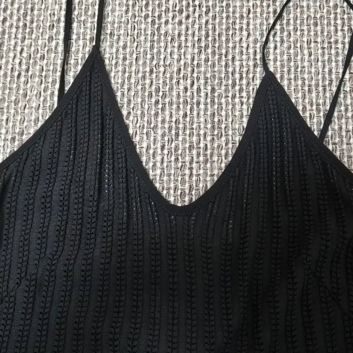 [BUNJANG] Jean Paul Gaultier Black V-Neck String Mini Dress / 장폴고르띠에 블랙 브이넥 끈미니 원피스 이탈리아