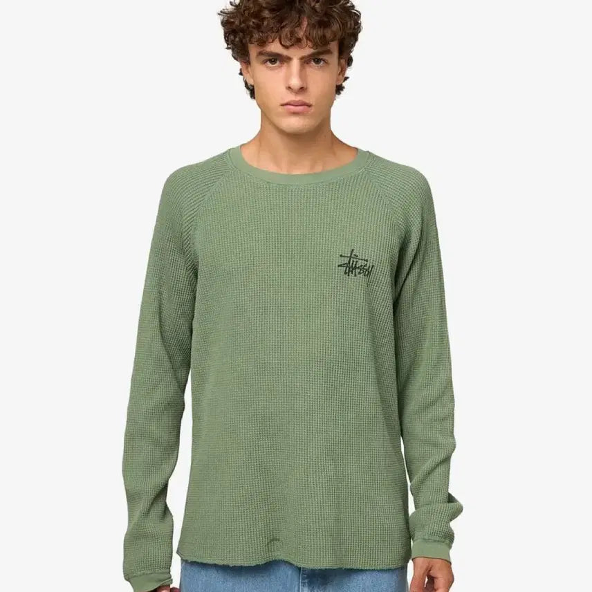 [BUNJANG] Stussy Basic Thermal Sage Long Sleeve (L) / 스투시 베이직 써멀 세이지 (L)