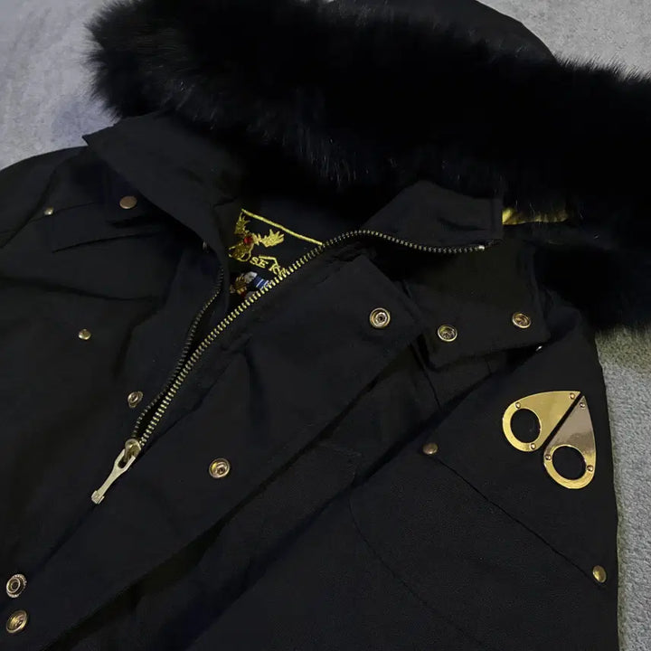 [BUNJANG] Moose Knuckles Black Gold Panel Padded Jacket (Size 100) / 무스너클 블랙 골드 패널 패딩 블랙퍼 100