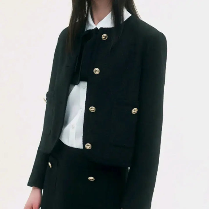 [BUNJANG] Remake Milky Way Pocket Tweed Jacket Black S / 리메크 밀키 웨이 포켓 트위드 자켓 블랙 S