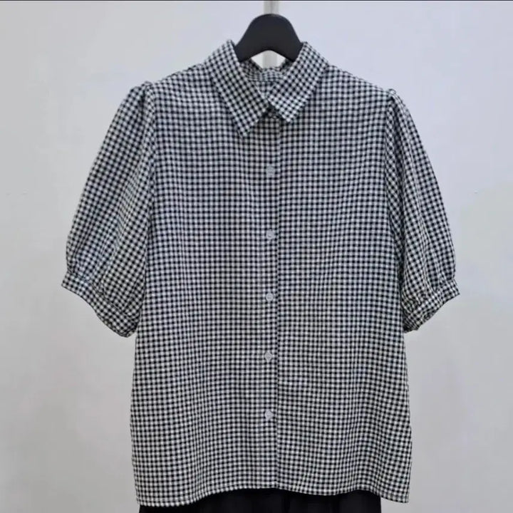 [SOLD OUT] (새상품) 깅엄체크 여성 코튼 블라우스