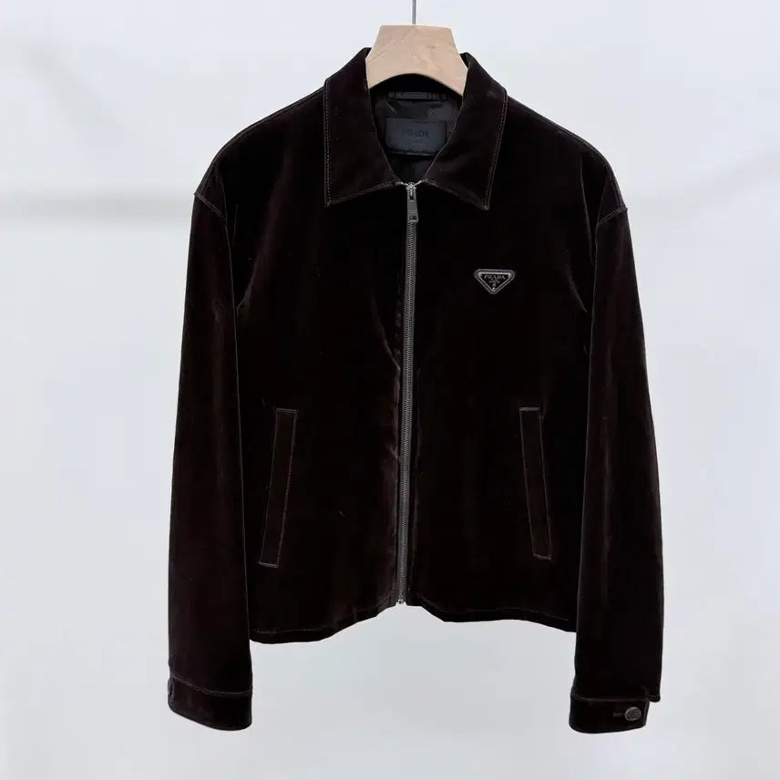 [BUNJANG] Prada Velvet Denim Blouson Jacket / [S+급/S] 프라다 벨벳 데님 블루종 자켓 브라운