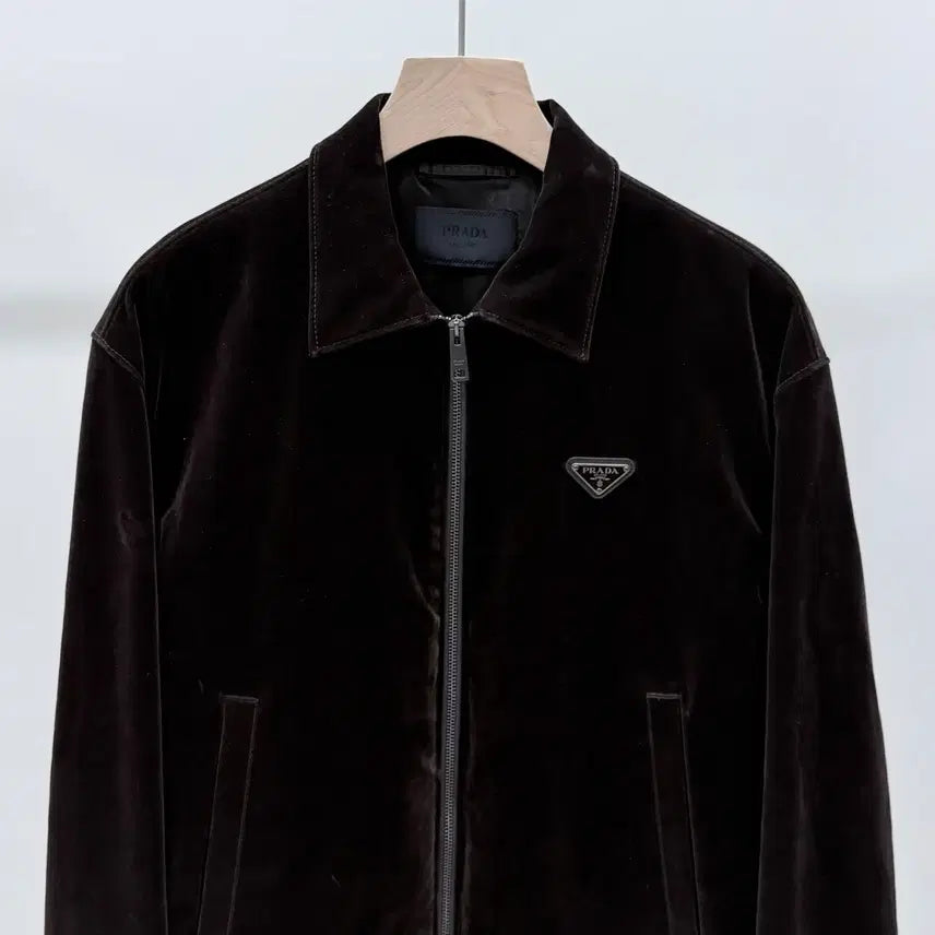 [BUNJANG] Prada Velvet Denim Blouson Jacket / [S+급/S] 프라다 벨벳 데님 블루종 자켓 브라운