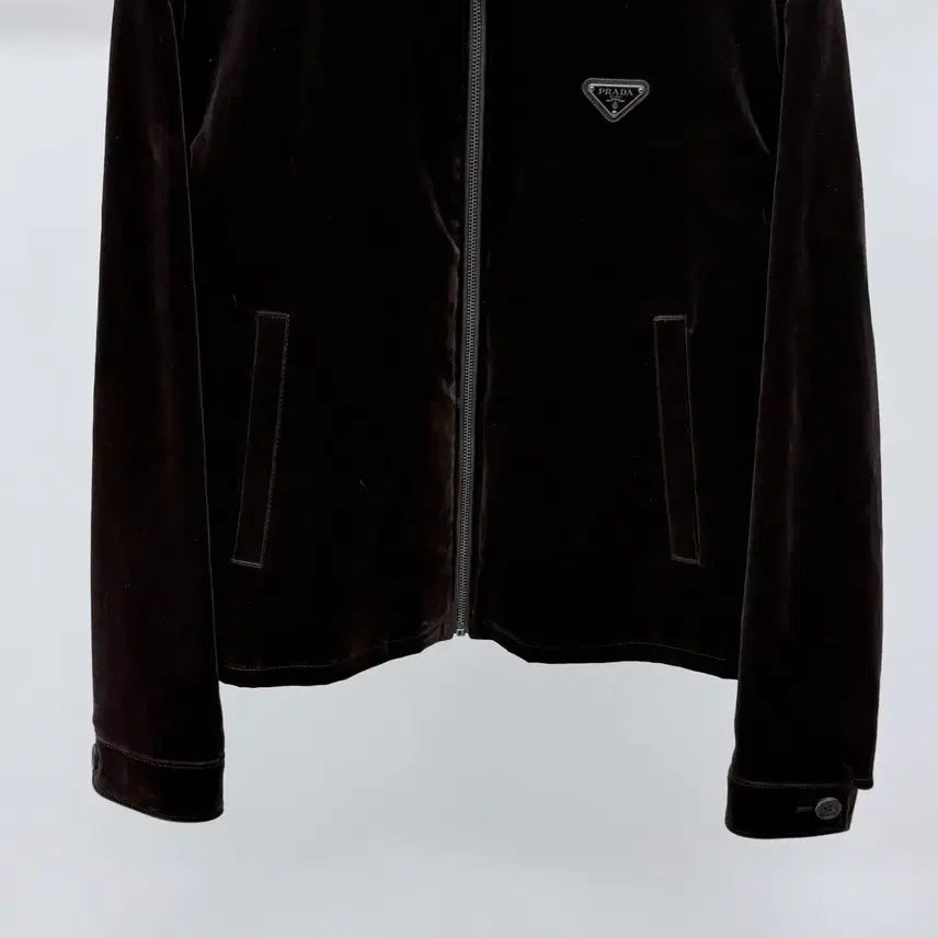 [BUNJANG] Prada Velvet Denim Blouson Jacket / [S+급/S] 프라다 벨벳 데님 블루종 자켓 브라운