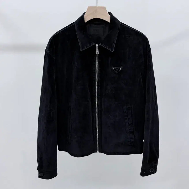 [BUNJANG] Prada Velvet Denim Blouson Jacket / [S+급/L] 프라다 벨벳 데님 블루종 자켓 블랙