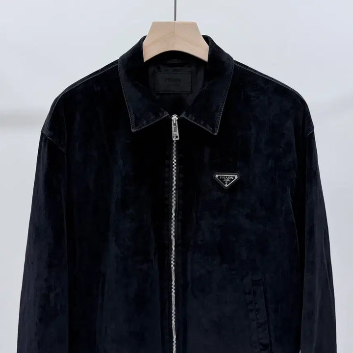 [BUNJANG] Prada Velvet Denim Blouson Jacket / [S+급/L] 프라다 벨벳 데님 블루종 자켓 블랙