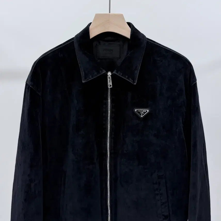 [BUNJANG] Prada Velvet Denim Blouson Jacket / [S+급/L] 프라다 벨벳 데님 블루종 자켓 블랙