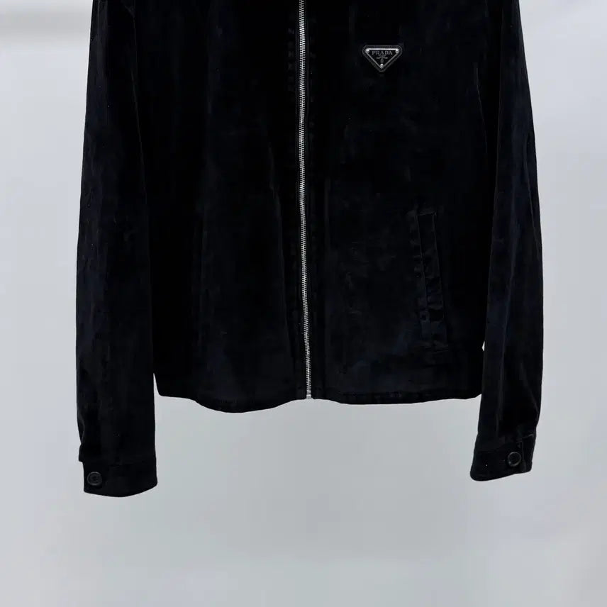 [BUNJANG] Prada Velvet Denim Blouson Jacket / [S+급/L] 프라다 벨벳 데님 블루종 자켓 블랙