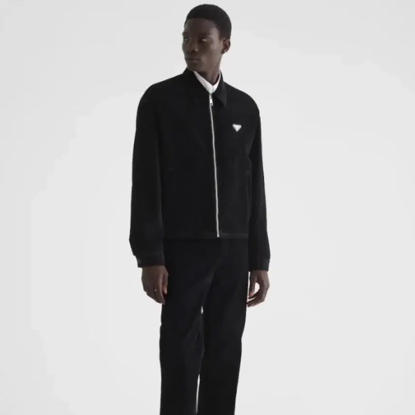 [BUNJANG] Prada Velvet Denim Blouson Jacket / [S+급/L] 프라다 벨벳 데님 블루종 자켓 블랙