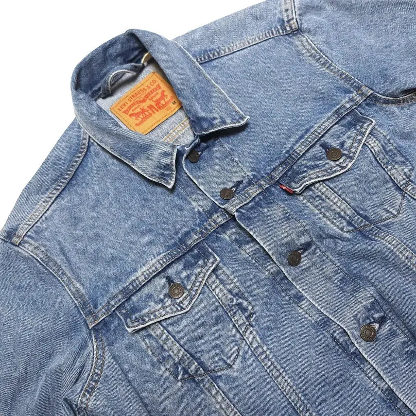 [BUNJANG] Levis Washed Light Blue Denim Trucker Jacket / 리바이스 Levis 워싱 연청 데님 트러커 자켓