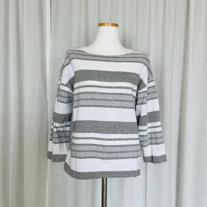 [BUNJANG] Striped 9-Part Sleeve T-Shirt / 스트라이프 9부