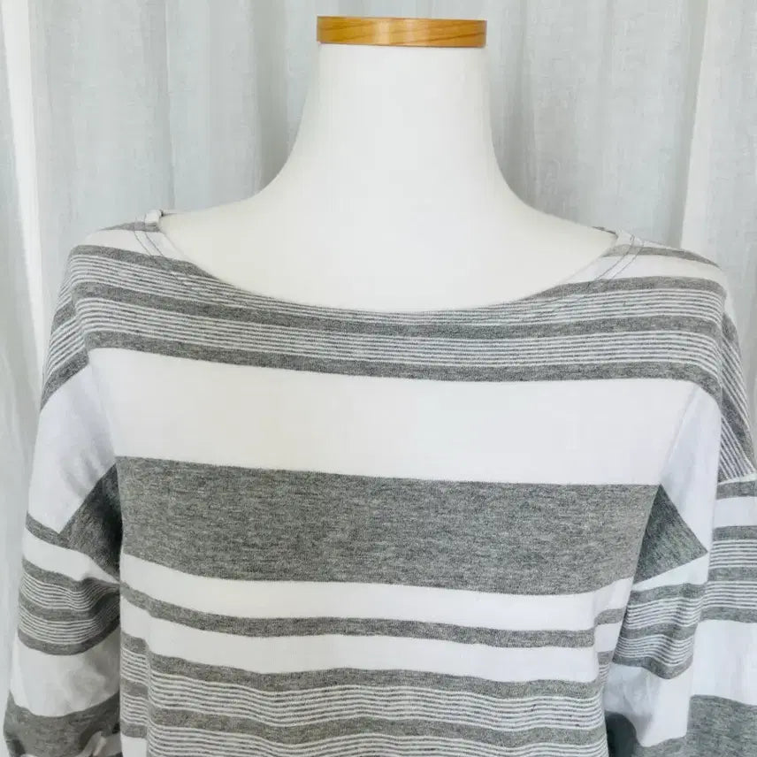 [BUNJANG] Striped 9-Part Sleeve T-Shirt / 스트라이프 9부
