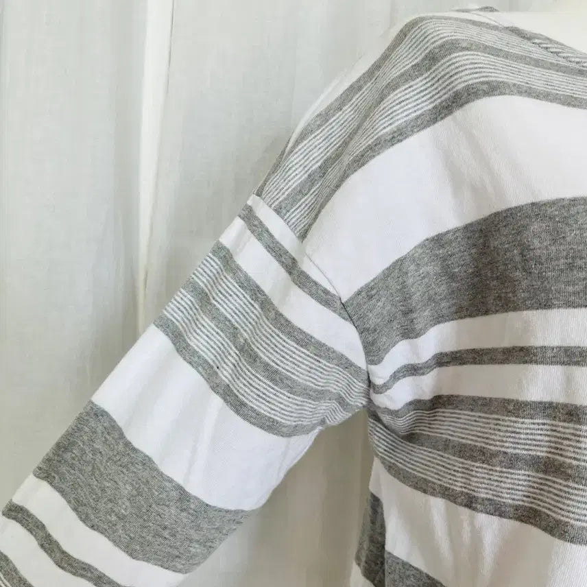 [BUNJANG] Striped 9-Part Sleeve T-Shirt / 스트라이프 9부
