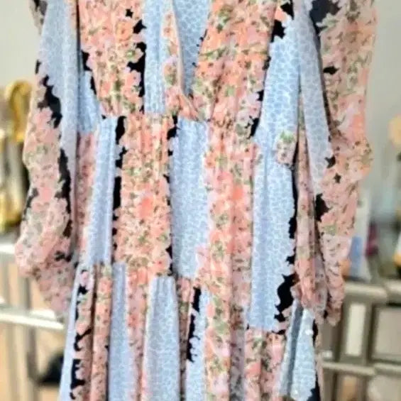 [BUNJANG] Floral Chiffon Long Dress / 플라워 쉬폰 롱 원피스44반55반
