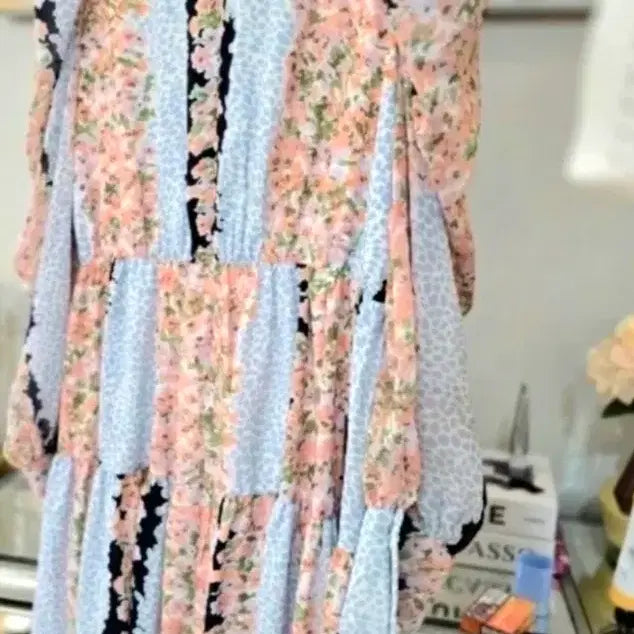 [BUNJANG] Floral Chiffon Long Dress / 플라워 쉬폰 롱 원피스44반55반