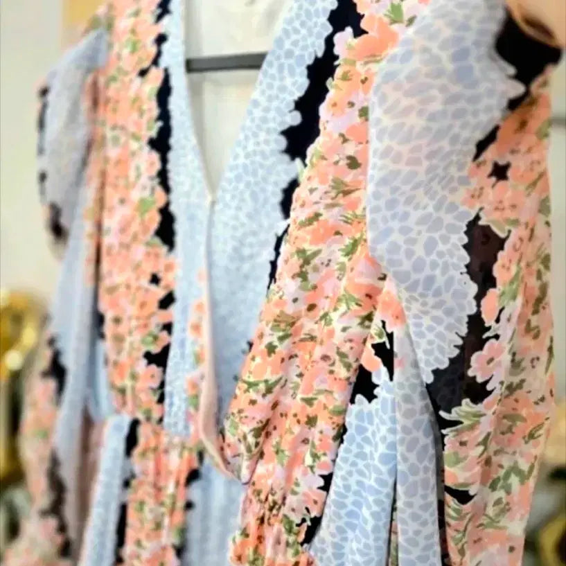 [BUNJANG] Floral Chiffon Long Dress / 플라워 쉬폰 롱 원피스44반55반