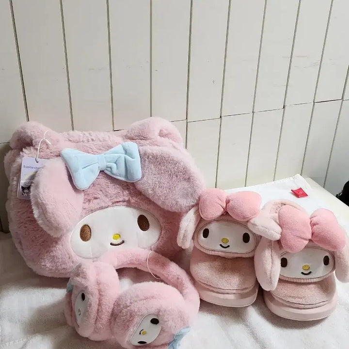 [BUNJANG] Sanrio My Melody Angora Pastel Set / 산리오 마이멜로디 가방/슬리퍼/귀마개 세트