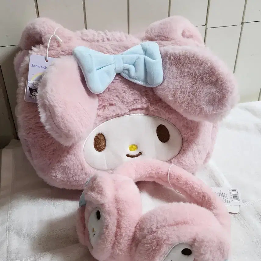 [BUNJANG] Sanrio My Melody Angora Pastel Set / 산리오 마이멜로디 가방/슬리퍼/귀마개 세트