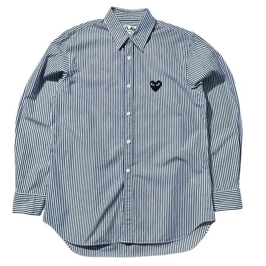 [BUNJANG] Comme des Garcons Play Heart Patch Stripe Shirt / [S] 꼼데가르송 플레이 하트와펜 스트라이프 셔츠