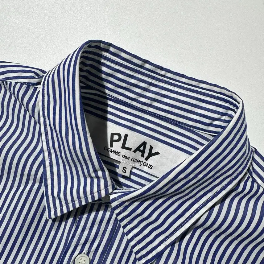 [BUNJANG] Comme des Garcons Play Heart Patch Stripe Shirt / [S] 꼼데가르송 플레이 하트와펜 스트라이프 셔츠