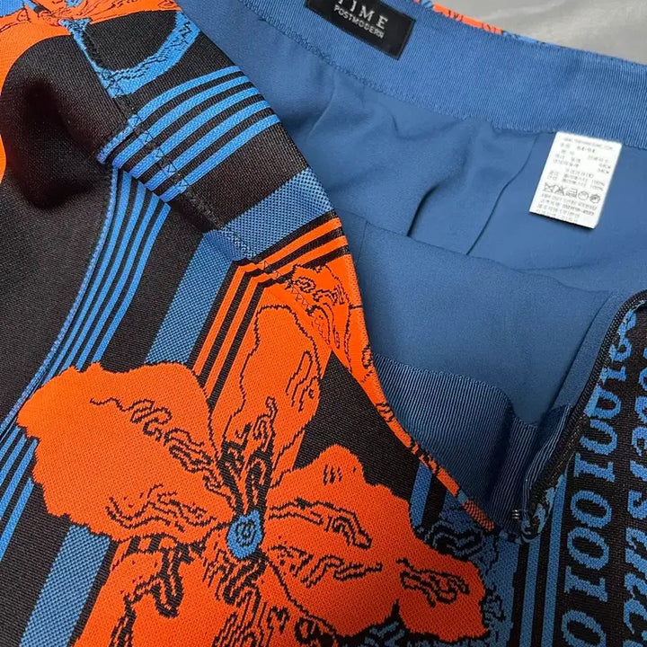 [BUNJANG] TIME Lettering Flower Pattern Knit Skirt 55 / 타임 TIME 레터링 플라워 패턴 니트 스커트 55 (정품)