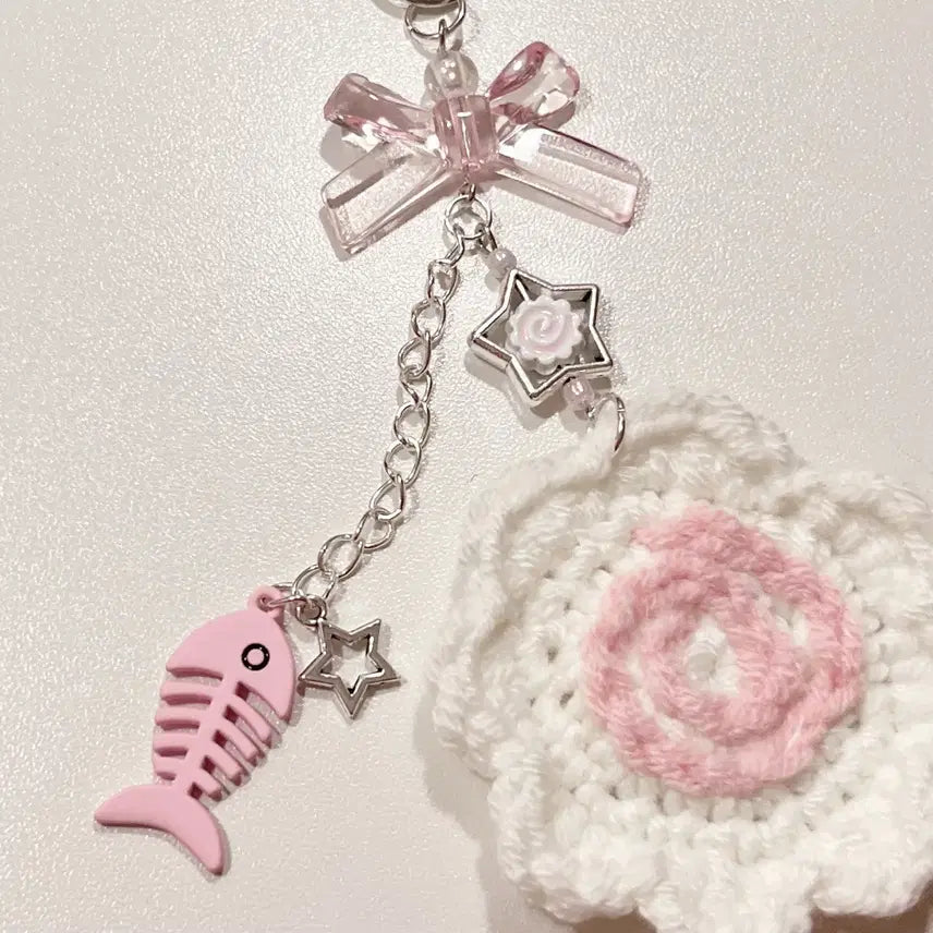 [BUNJANG] Narutomaki Bead Keychain / 나루토마키 뜨개 비즈 키링