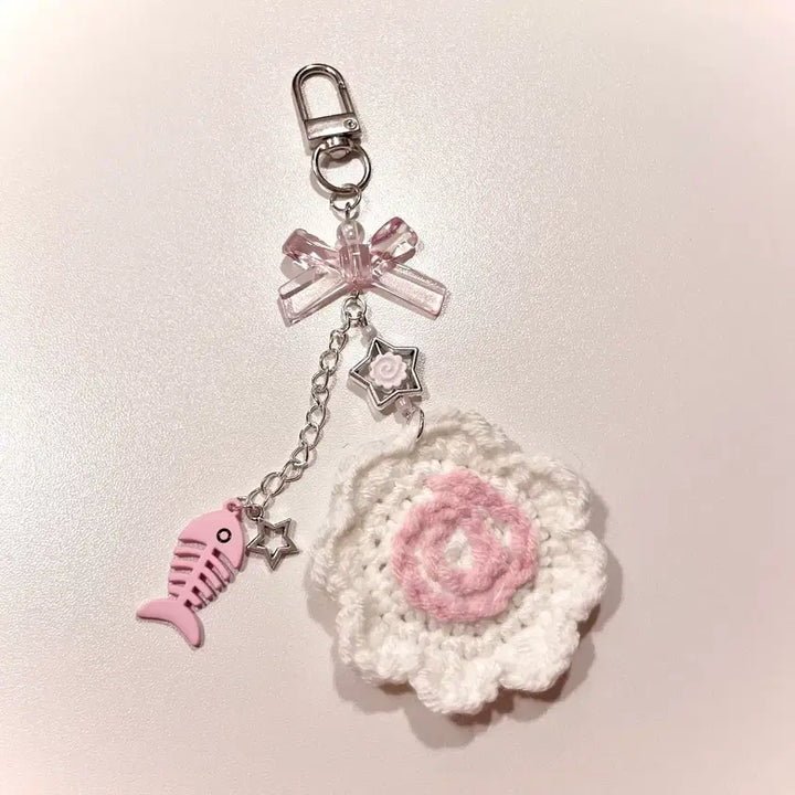 [BUNJANG] Narutomaki Bead Keychain / 나루토마키 뜨개 비즈 키링