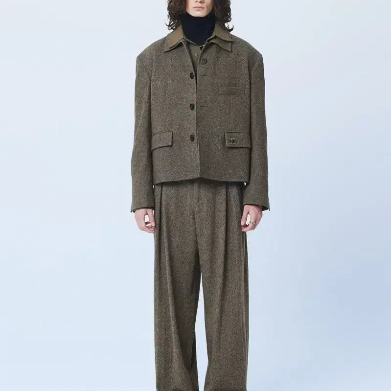 [BUNJANG] Martin Plan Twill Wool Wide Pants Beige / 마틴플랜 트윌 울 와이드 팬츠 슬랙스 베이지