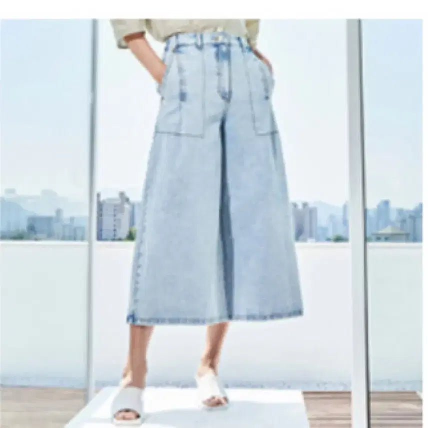 [BUNJANG] System Wide Denim Pants / 시스템 백 밴딩 외이드 데님 팬츠