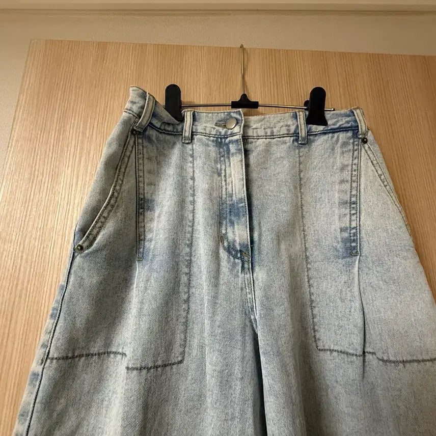 [BUNJANG] System Wide Denim Pants / 시스템 백 밴딩 외이드 데님 팬츠