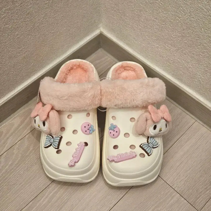 [BUNJANG] Sanrio My Melody Fur Crocs Shoes 240mm / (새상품) 산리오 마이멜로디 털 크록스 신발 240mm