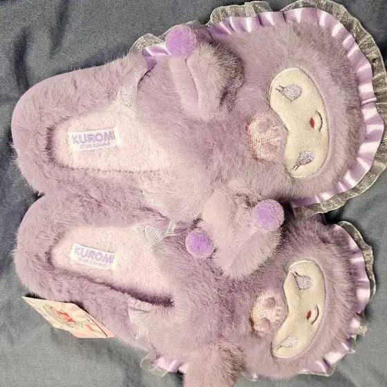 [SOLD OUT] 쿠로미 퍼 털실내화 슬리퍼 퍼플