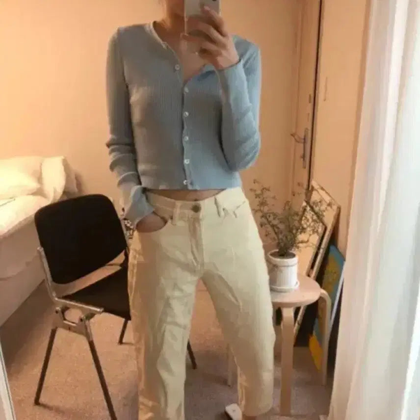 [BUNJANG] Code:U Rose Cardigan Sky Blue / 코드유 로즈가디건 스카이블루