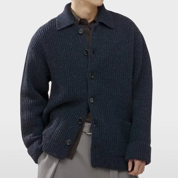 [BUNJANG] Ami Pocket Button-Up Cardigan - Navy / ami 포켓 버튼업 가디건- 네이비