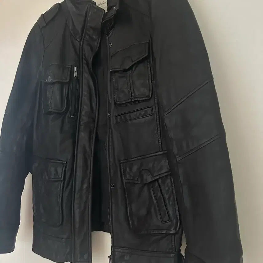 [BUNJANG] Black Leather Pocket Jacket / 블랙 레더 포켓 자켓 양가죽자켓
