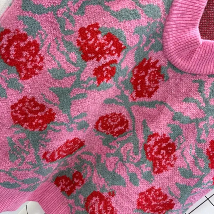 [BUNJANG] EENK Floral Oversized Knit Vest / EENK 잉크 플로럴 오버핏 니트베스트