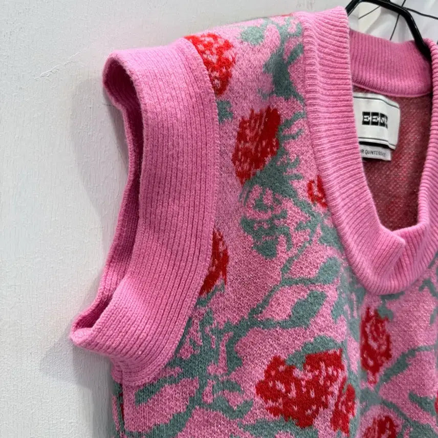 [BUNJANG] EENK Floral Oversized Knit Vest / EENK 잉크 플로럴 오버핏 니트베스트