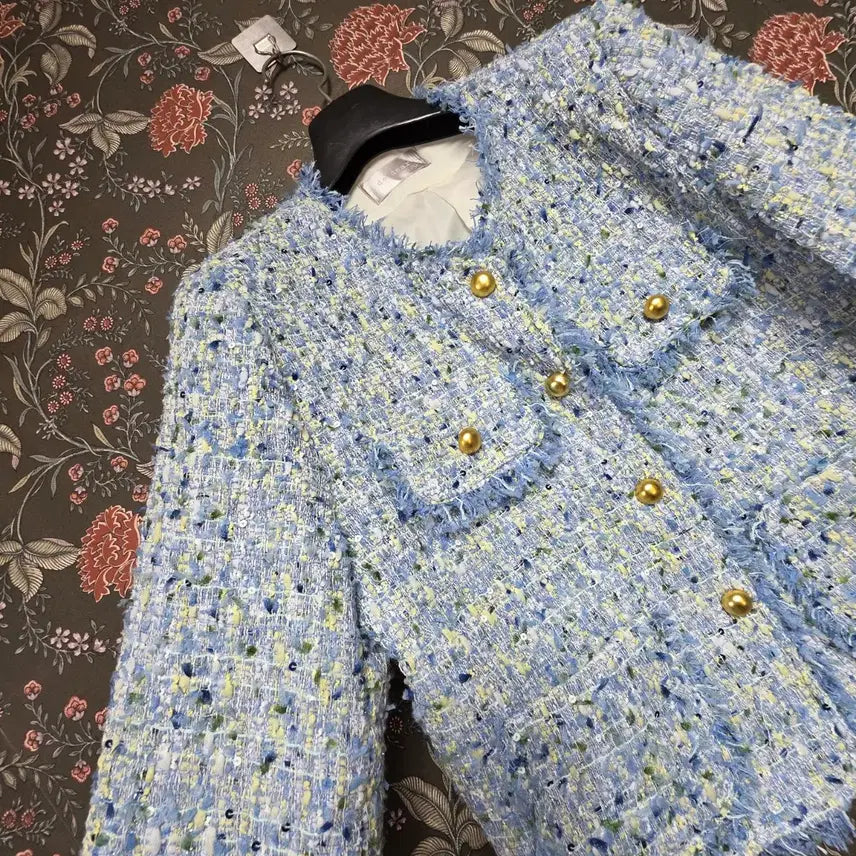 [BUNJANG] Dedear Blue Tweed Jacket / dedear여성트위드 블루 금장 자켓F