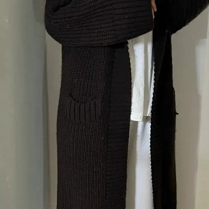 [BUNJANG] ZARA Brown Long Cardigan Knit Long Coat / 자라 브라운 롱 가디건 니트 롱코트 아우터