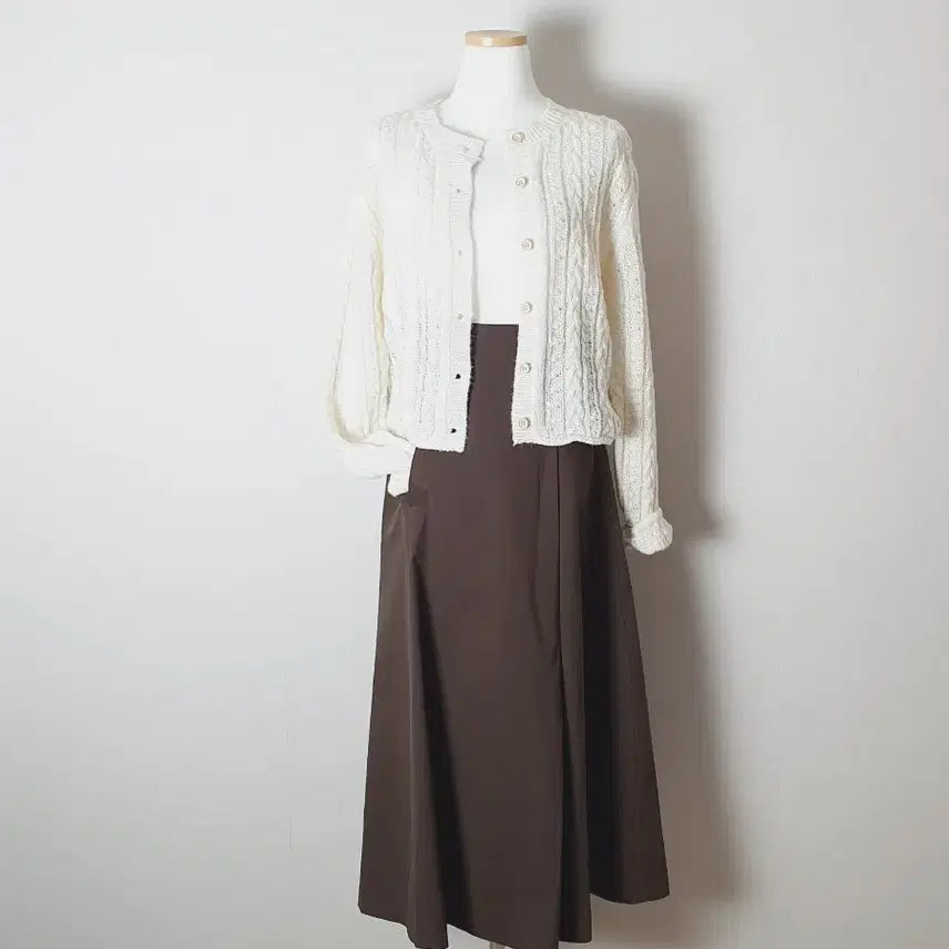 [BUNJANG] Unbranded Brown Pleated Long Skirt / (새) 바스락 밤색 핀턱 롱 스커트 s