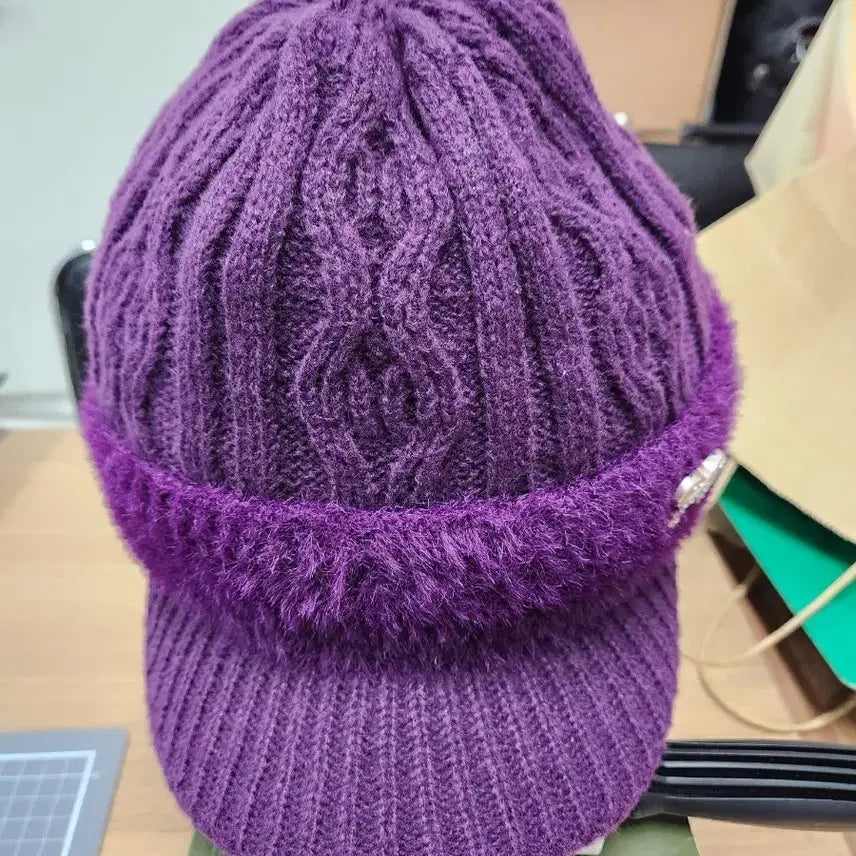 [BUNJANG] Purple Knit Beanie / 가격내림)보라색 니트 기모안감 털모자