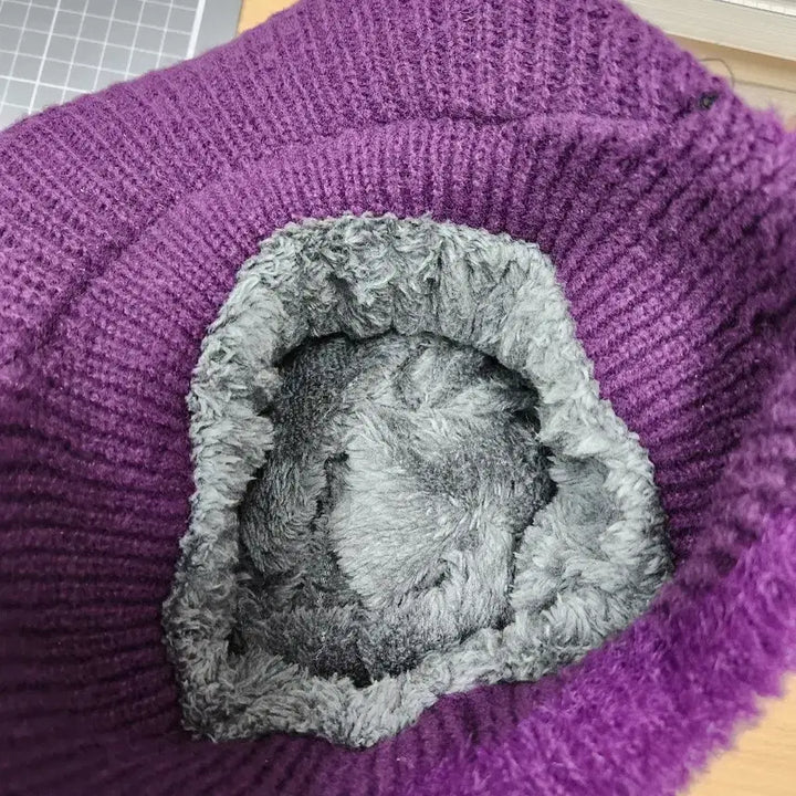 [BUNJANG] Purple Knit Beanie / 가격내림)보라색 니트 기모안감 털모자