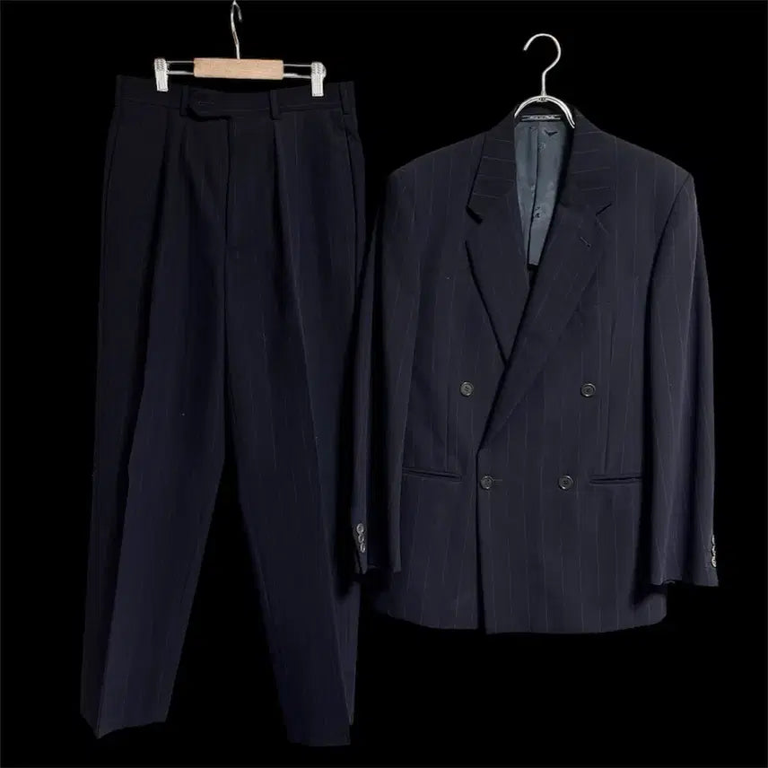 [BUNJANG] Krizia Uomo Black Label Navy Stripe Suit / Made in Italy Black Label Krizia Uomo 수트