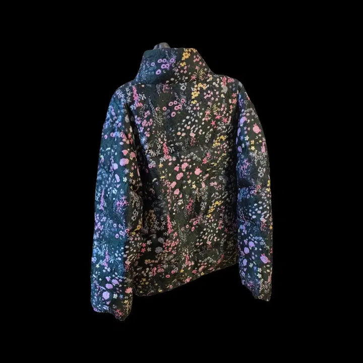 [BUNJANG] Mabling Flower Jacquard Down Padded Jacket Black / 마블링(Mabling) 플라워 자카드 다운 패딩 Black