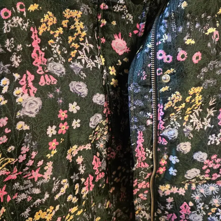 [BUNJANG] Mabling Flower Jacquard Down Padded Jacket Black / 마블링(Mabling) 플라워 자카드 다운 패딩 Black