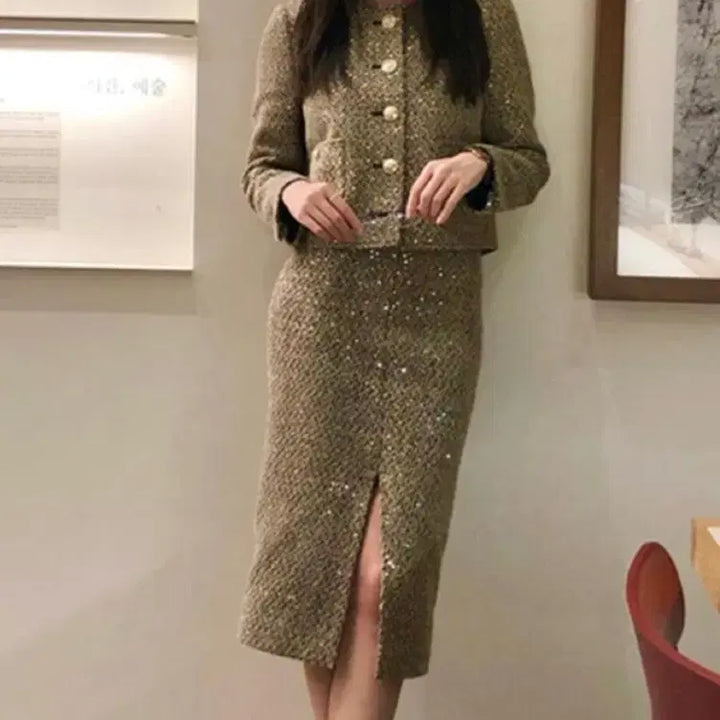 [BUNJANG] IvanaHelsinki Tweed Setup Jacket &amp; Skirt Set / 이바나헬싱키 트위드 셋업 새상품