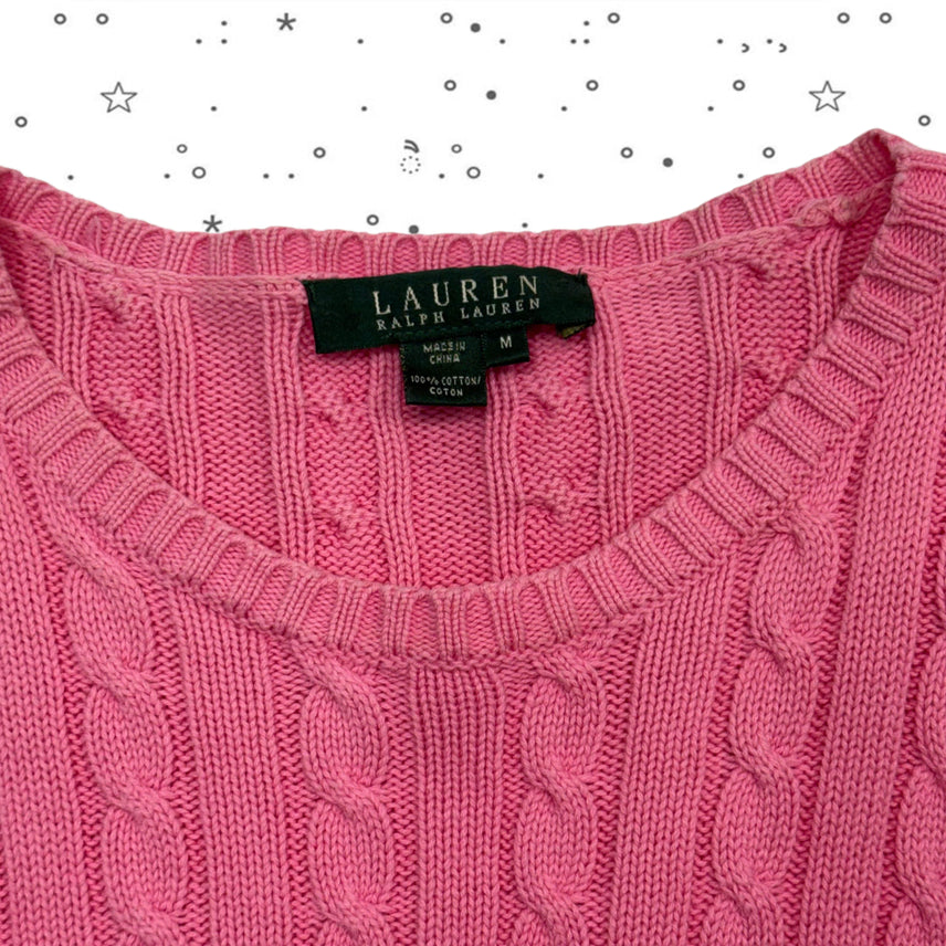 [BUNJANG] M Polo Ralph Lauren Pink Cable Knit Sweater / M POLO 폴로 로렌 핑크 케이블 니트